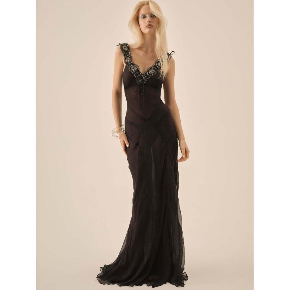 For Love & Lemons Willa Silk Gown XS / Black